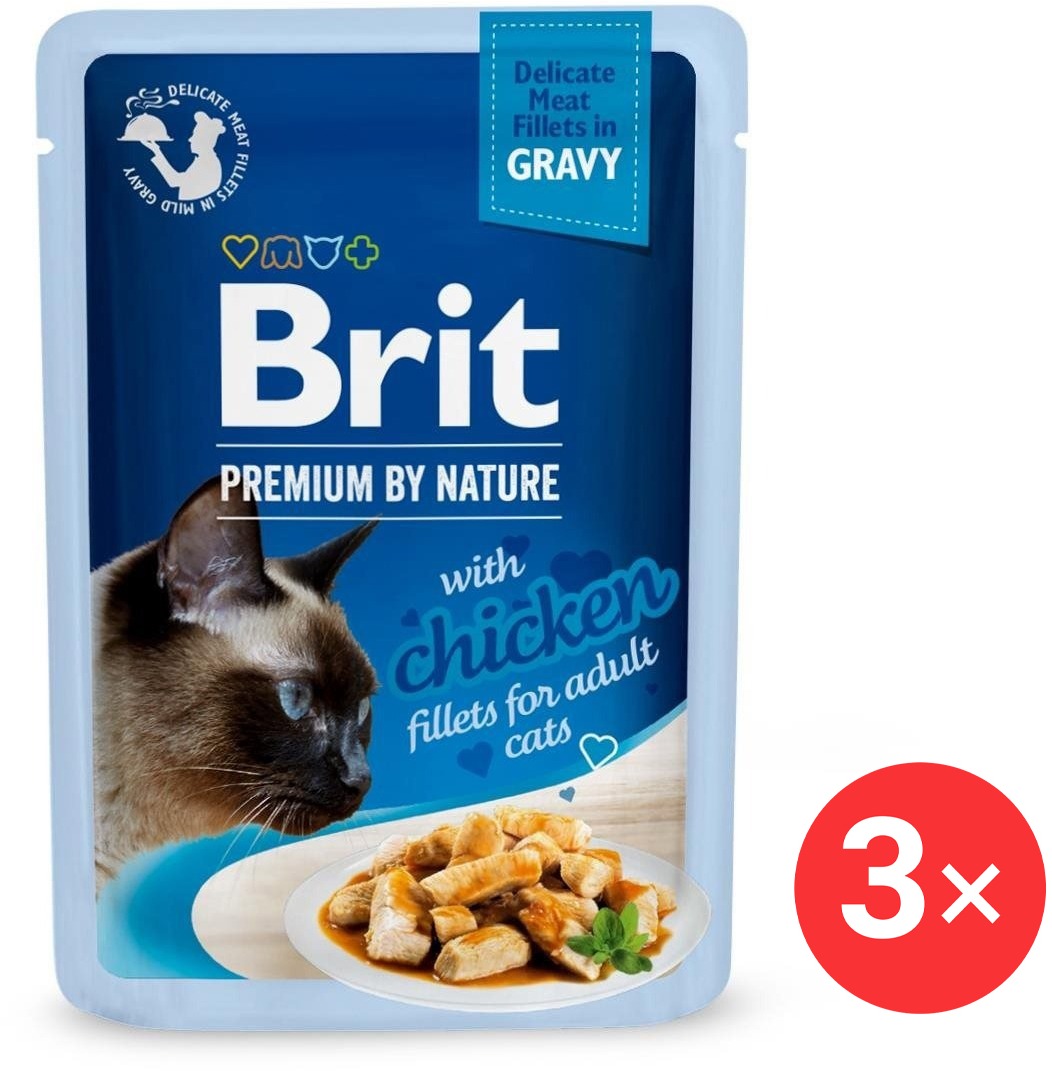 Brit Premium by Nature Cat Delicate Fillets in Gravy with Chicken 3× 85 g