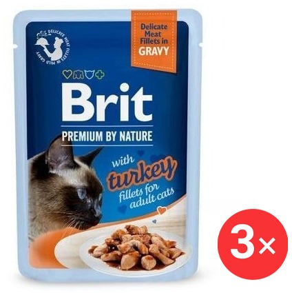 Brit Premium by Nature Cat Delicate Fillets in Gravy with Turkey 3× 85 g