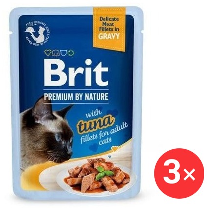Brit Premium by Nature Cat Delicate Fillets in Gravy with Tuna 3× 85 g
