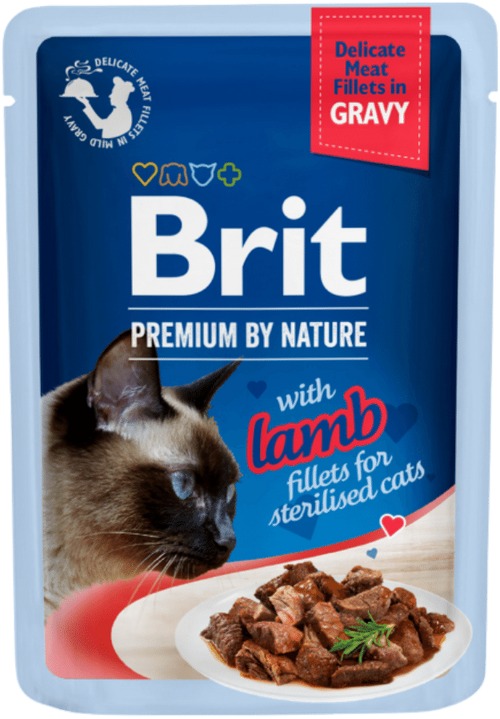 Brit Premium by Nature Cat Delicate Fillets in Gravy with Lamb for Sterilised 85 g