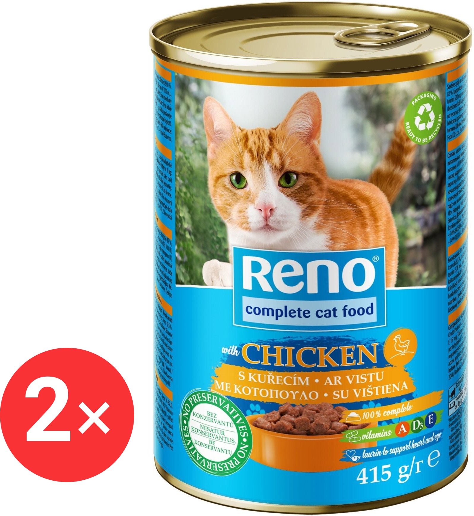 Reno konzerva pre mačku s kuracím 2× 415 g