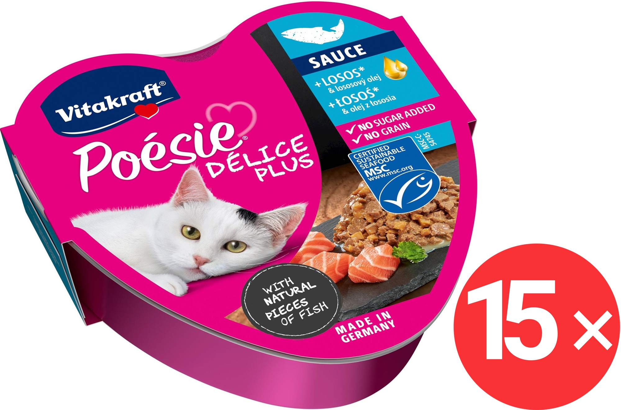 Vitakraft Poézia Délice Plus losos 15 × 85 g