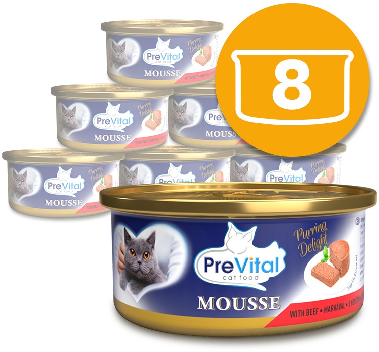 PreVital konzerva pre mačky hovädzie 8× 85 g