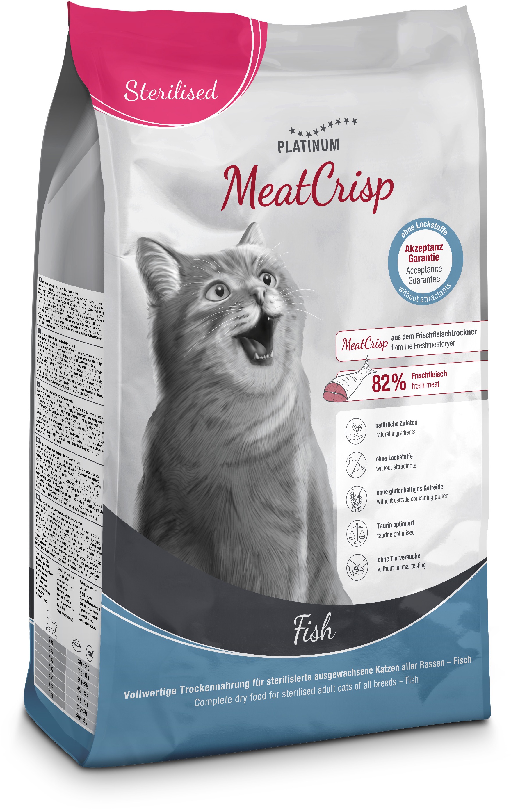 Platinum MeatCrisp Sterilised ryba pre kastrované mačky 1,5 kg