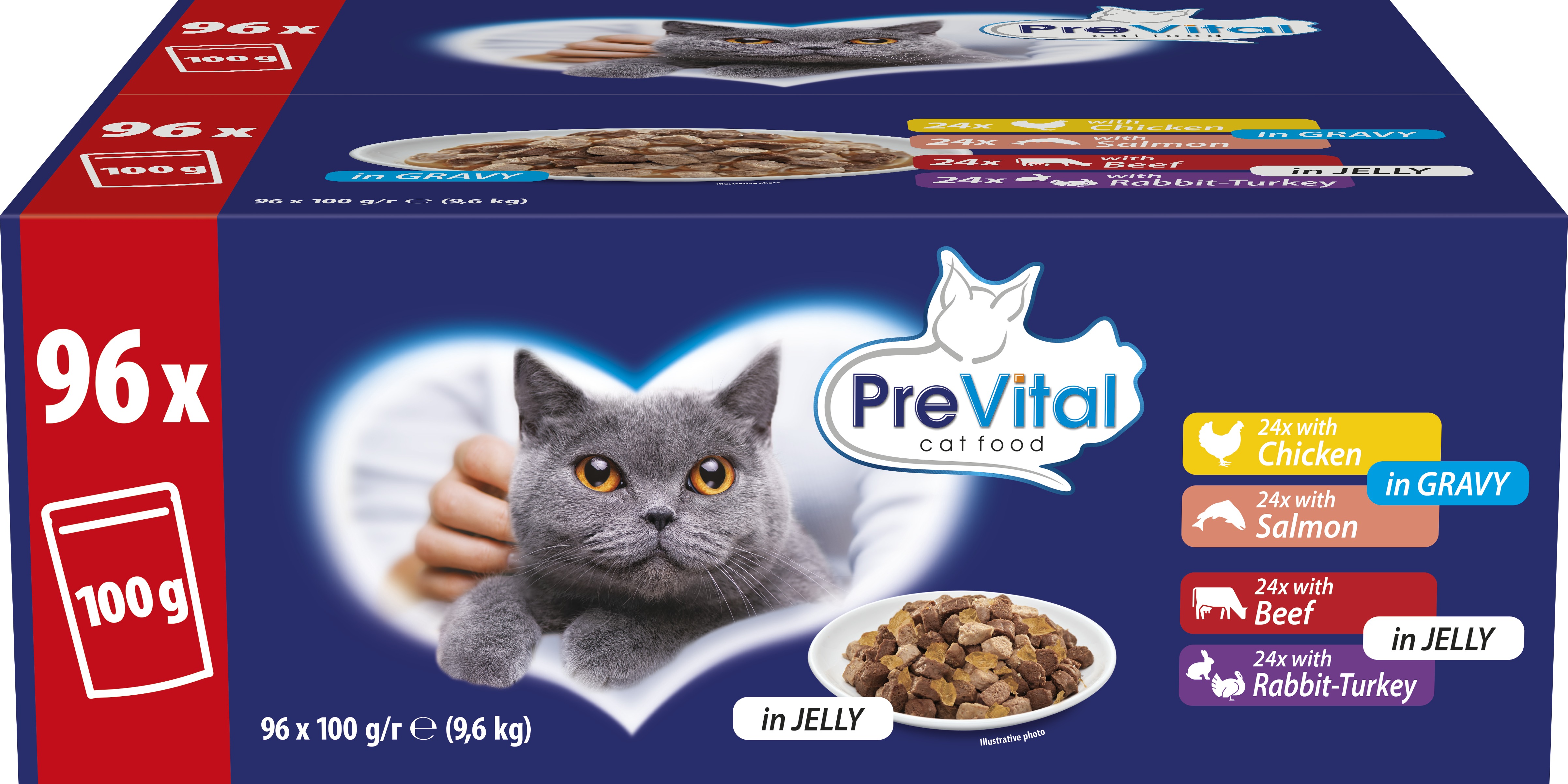 Prevital kapsička pre mačky s lososom v želé a omáčke 96× 100 g