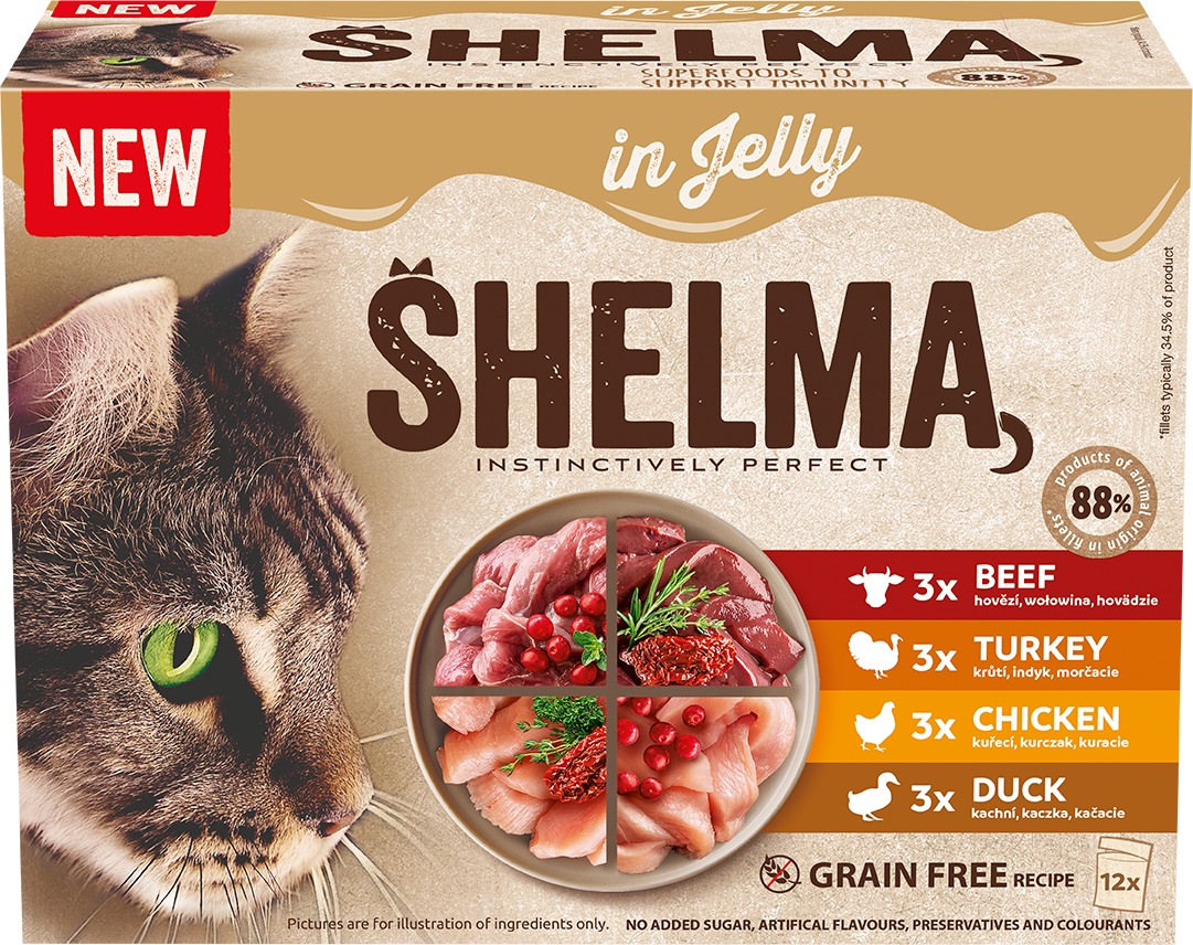 Shelma GF NM kapsička pre mačky mix mäsa v želé 12× 85 g
