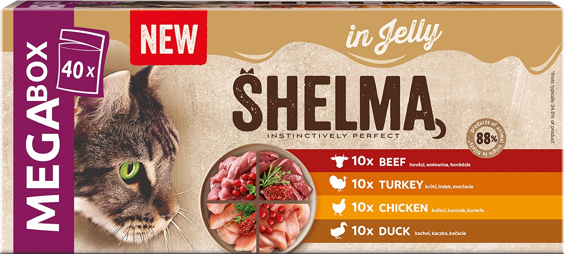 Shelma GF NM kapsička pre mačky so 4 druhmi mäsa 40× 85 g