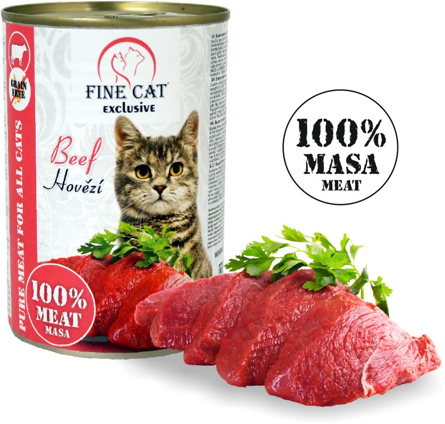 Fine Cat Exclusive konzerva pre mačky 100 % mäsa mix 6× 400 g