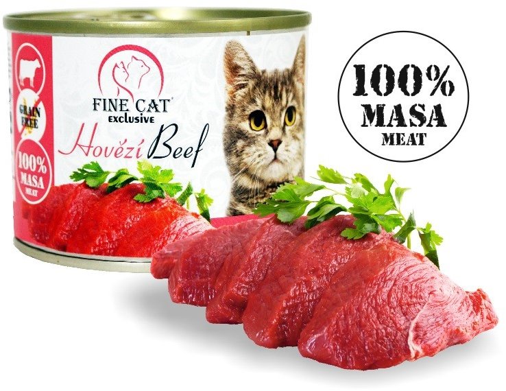 Fine Cat Exclusive konzerva pre mačky 100 % mäsa mix 6× 200 g