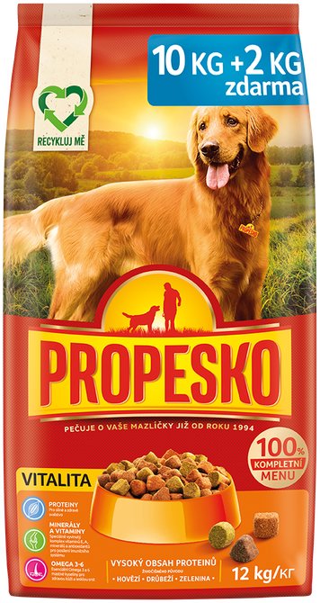 Propesko Vitality granuly pre dospelých psov s hydinovým, hovädzím a zeleninou 10 + 2 kg