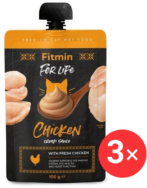 Fitmin For Life, Kuracie krémové vrecko pre mačky, 3 × 100 g