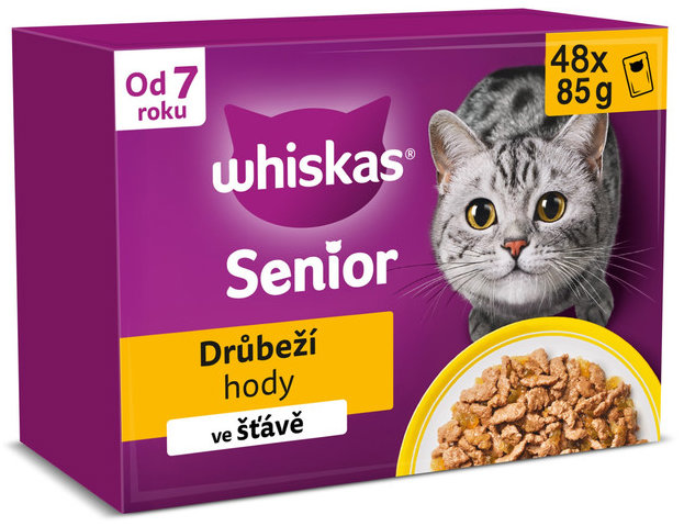 Whiskas kapsičky Senior hydinový výber v želé 48× 85 g