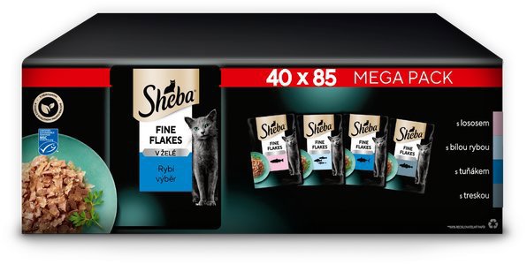 Sheba kapsičky rybie výber v želé 40× 85 g