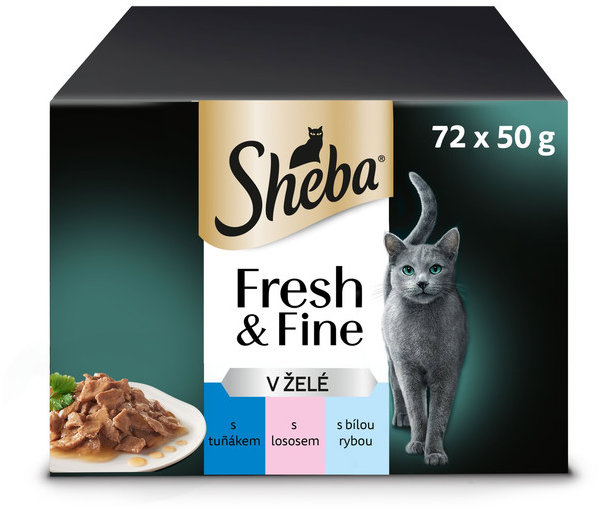 Sheba Fresh & Fine kapsičky rybie výber v želé 72× 50 g