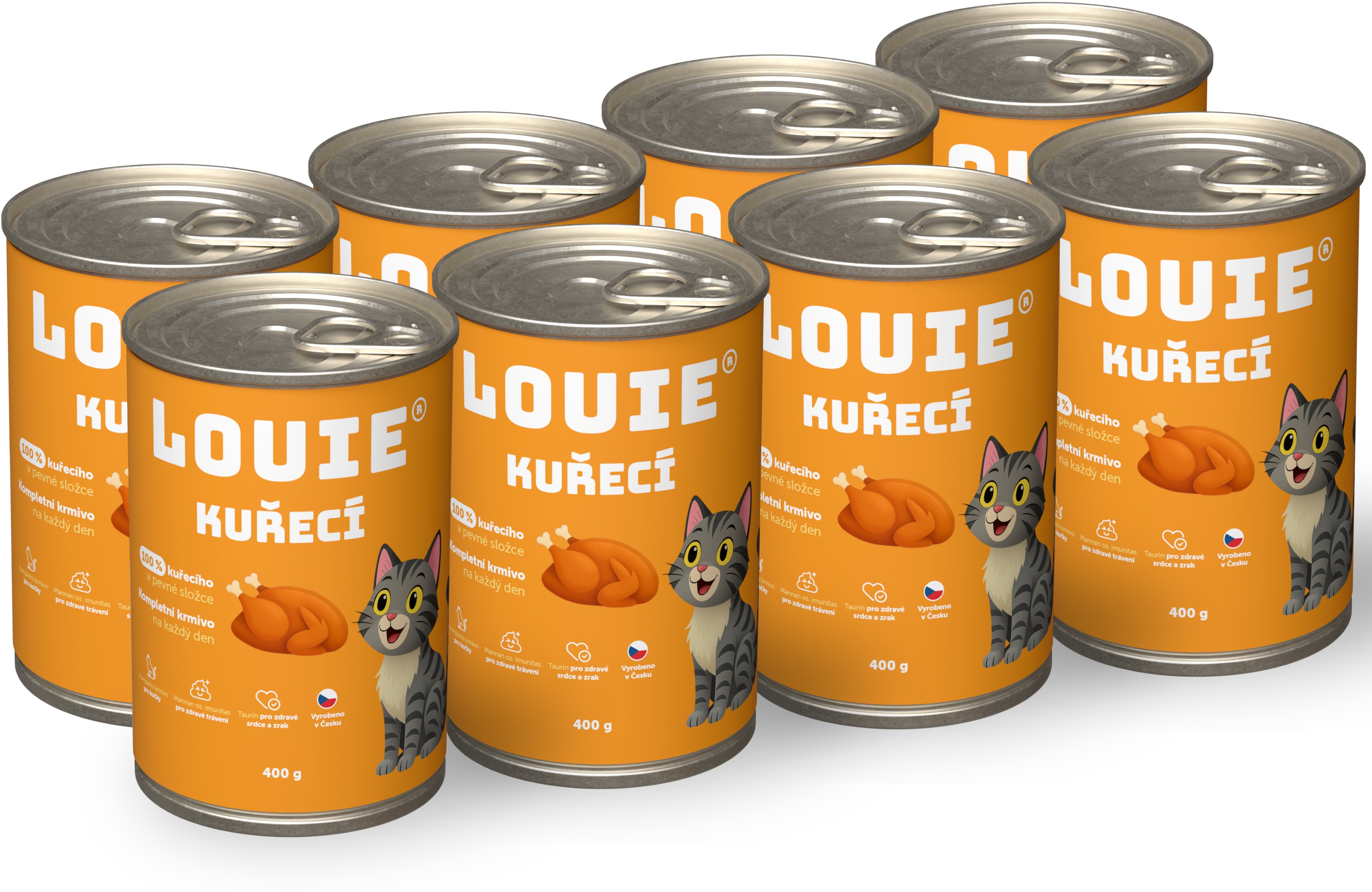 LOUIE konzervy pre mačky s kuracím 400 g 8 ks
