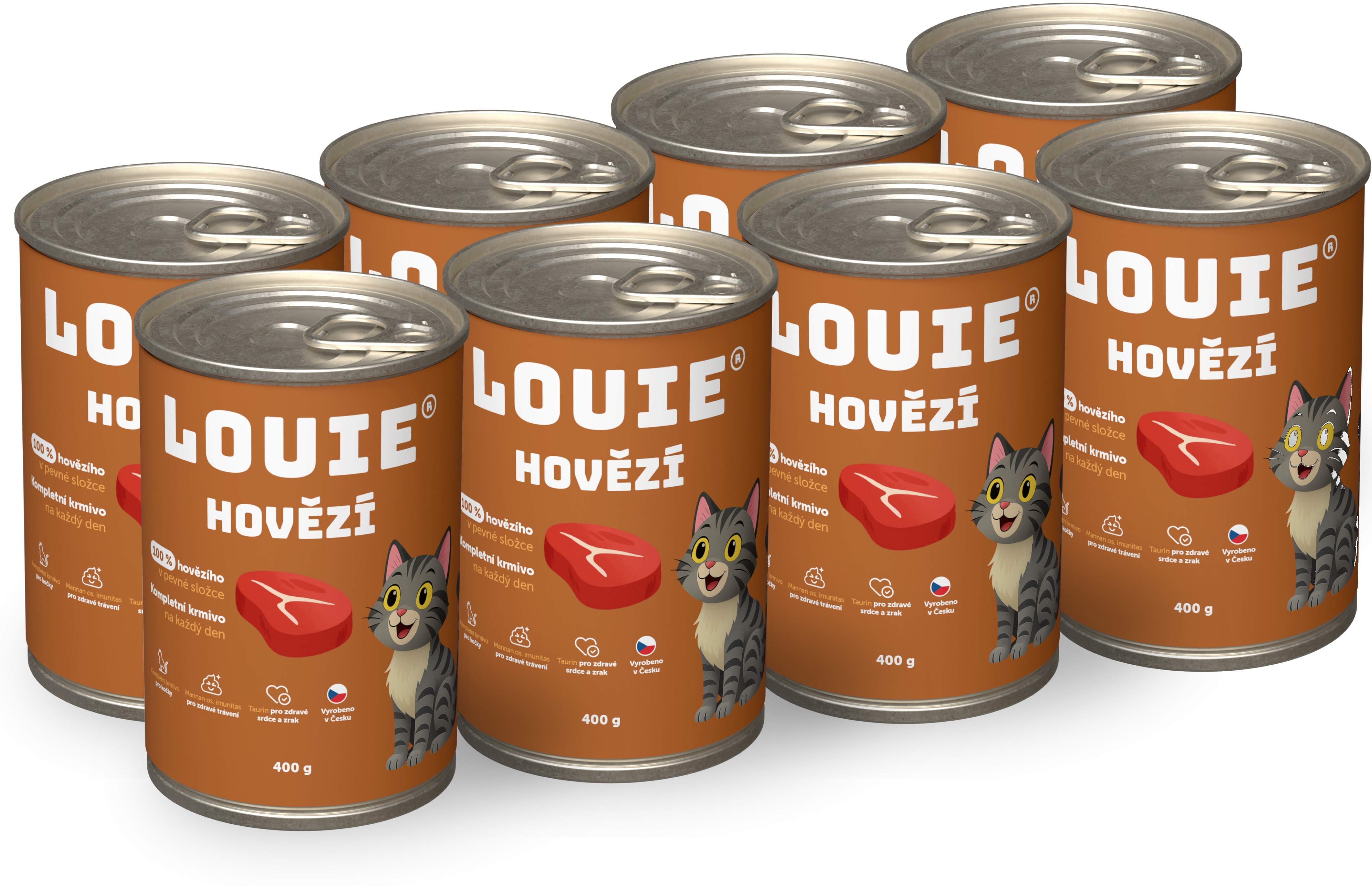 LOUIE konzervy pre mačky s hovädzím 400 g 8 ks