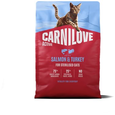 Carnilove Active Cat Dry Made with Salmon & Turkey pre Sterilised Adult All Breeds 2 kg