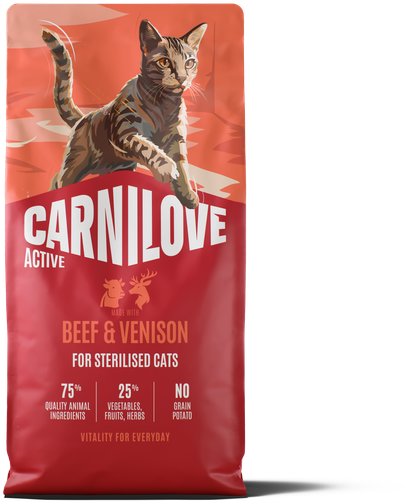 Carnilove Active Cat Dry Made with Beef & Venison pre Sterilized Adult All Breeds 6 kg