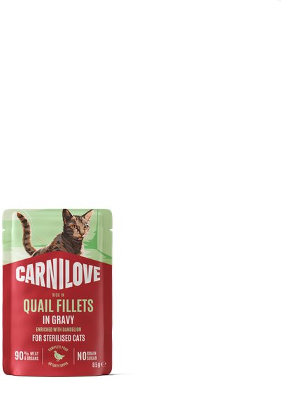 Carnilove Cat Pouch Gravy rich in Quail enriched with Dandelion for sterilised 85 g
