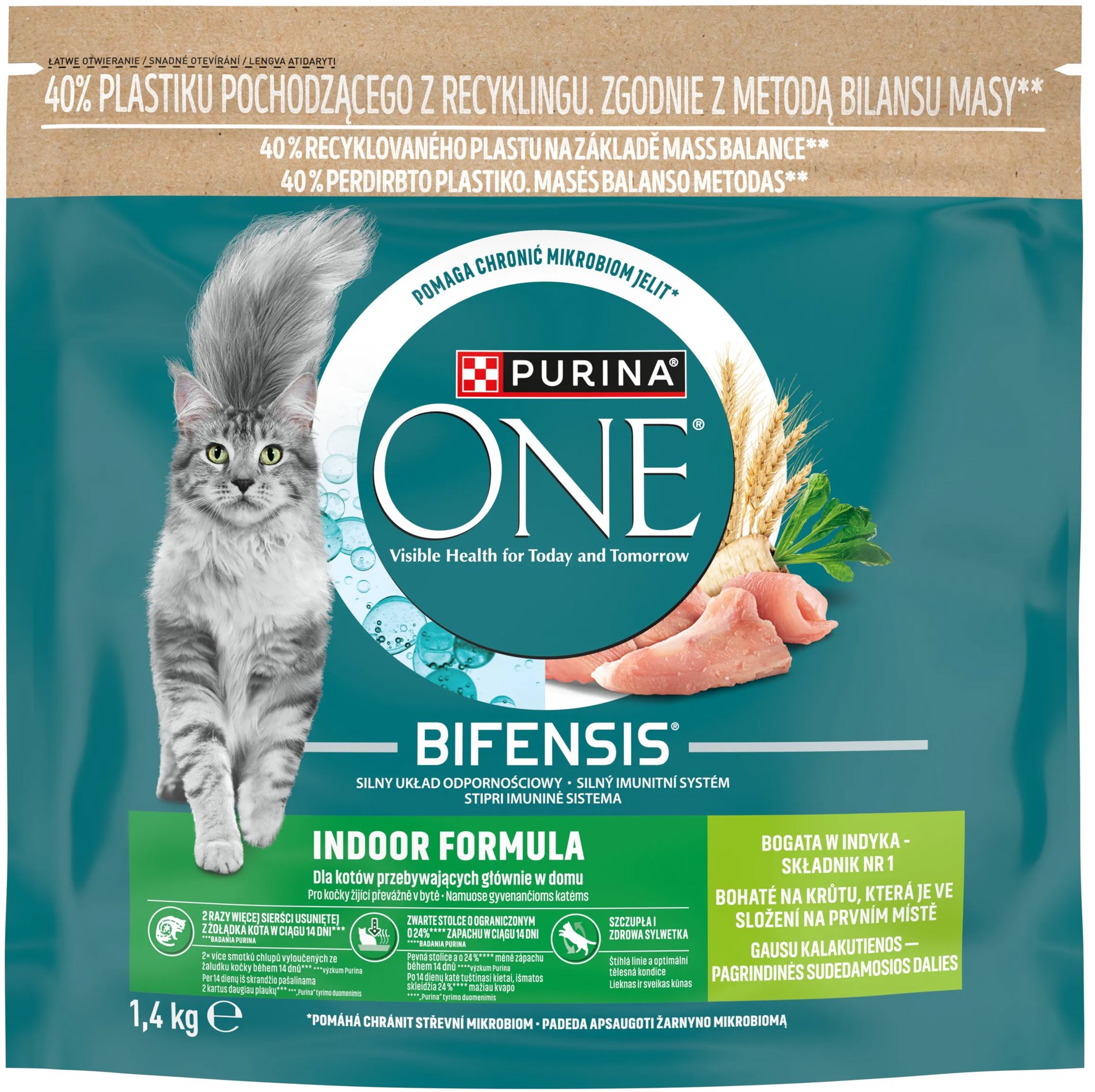 Purina ONE Bifensis Indoor granuly pre mačky morka 1,4 kg