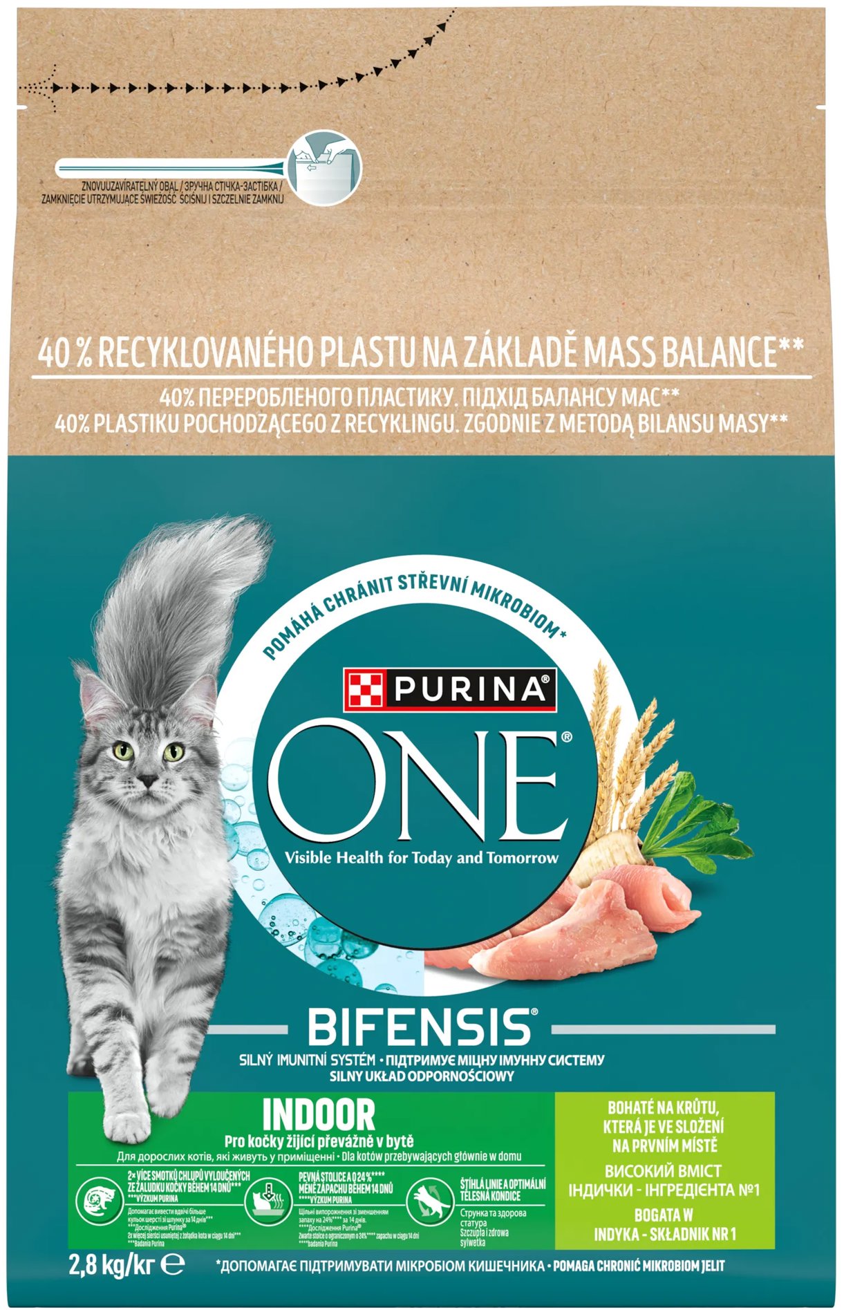 Purina ONE Bifensis Indoor granuly pre mačky morka 2,8 kg