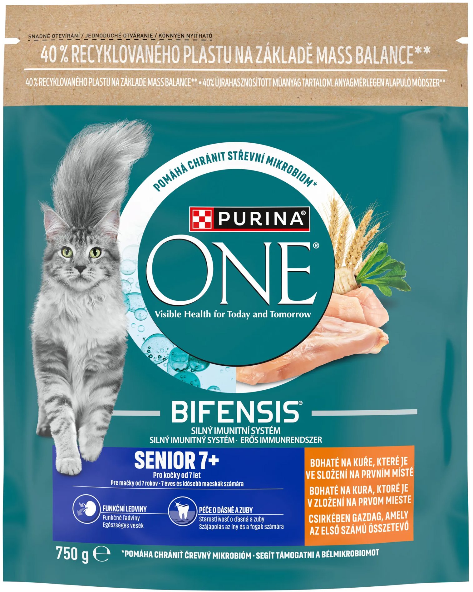 Purina ONE Bifensis Senior 7+ granuly pre mačky kura 750 g