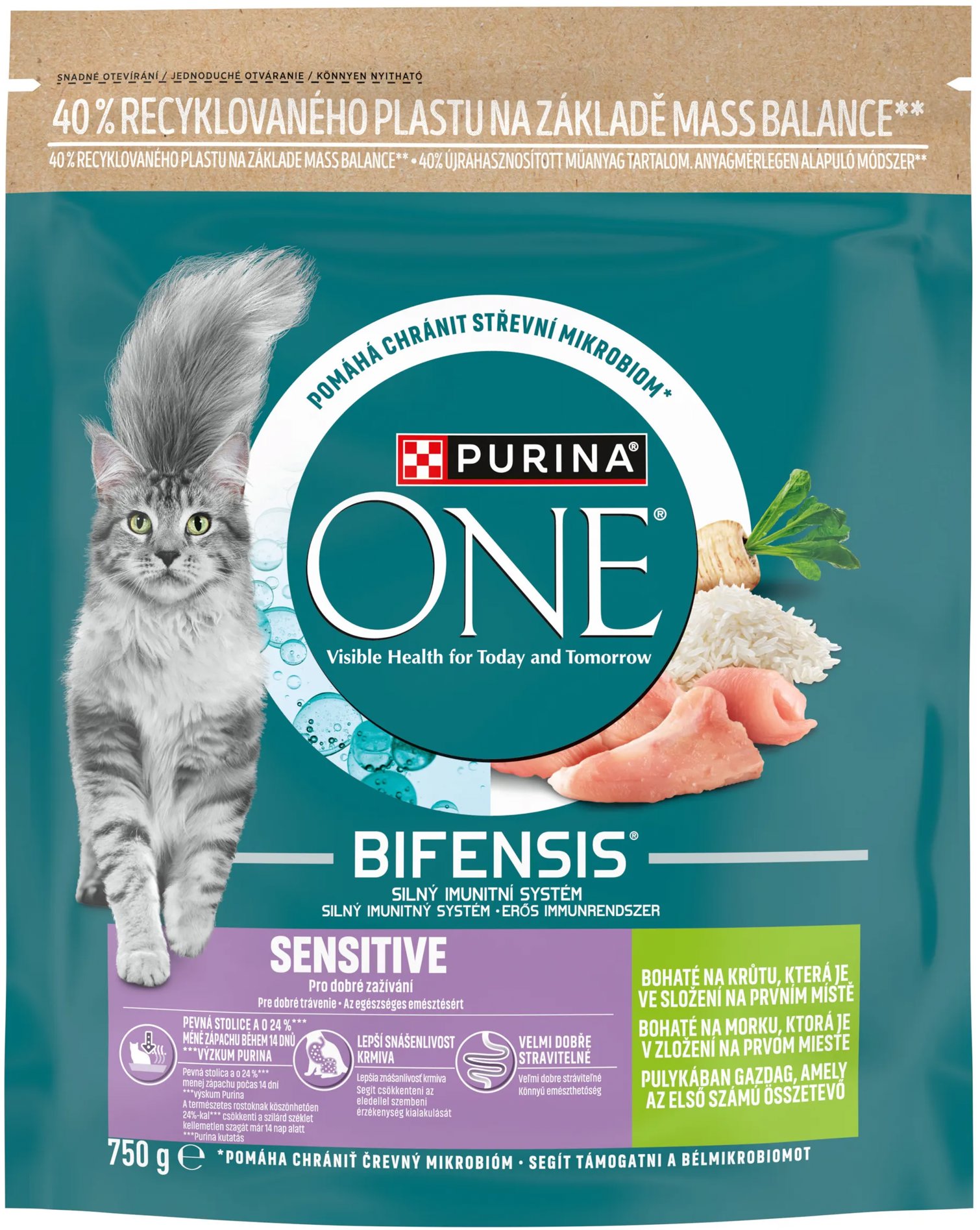 Purina ONE Bifensis Sensitive granuly pre mačky morka 750 g