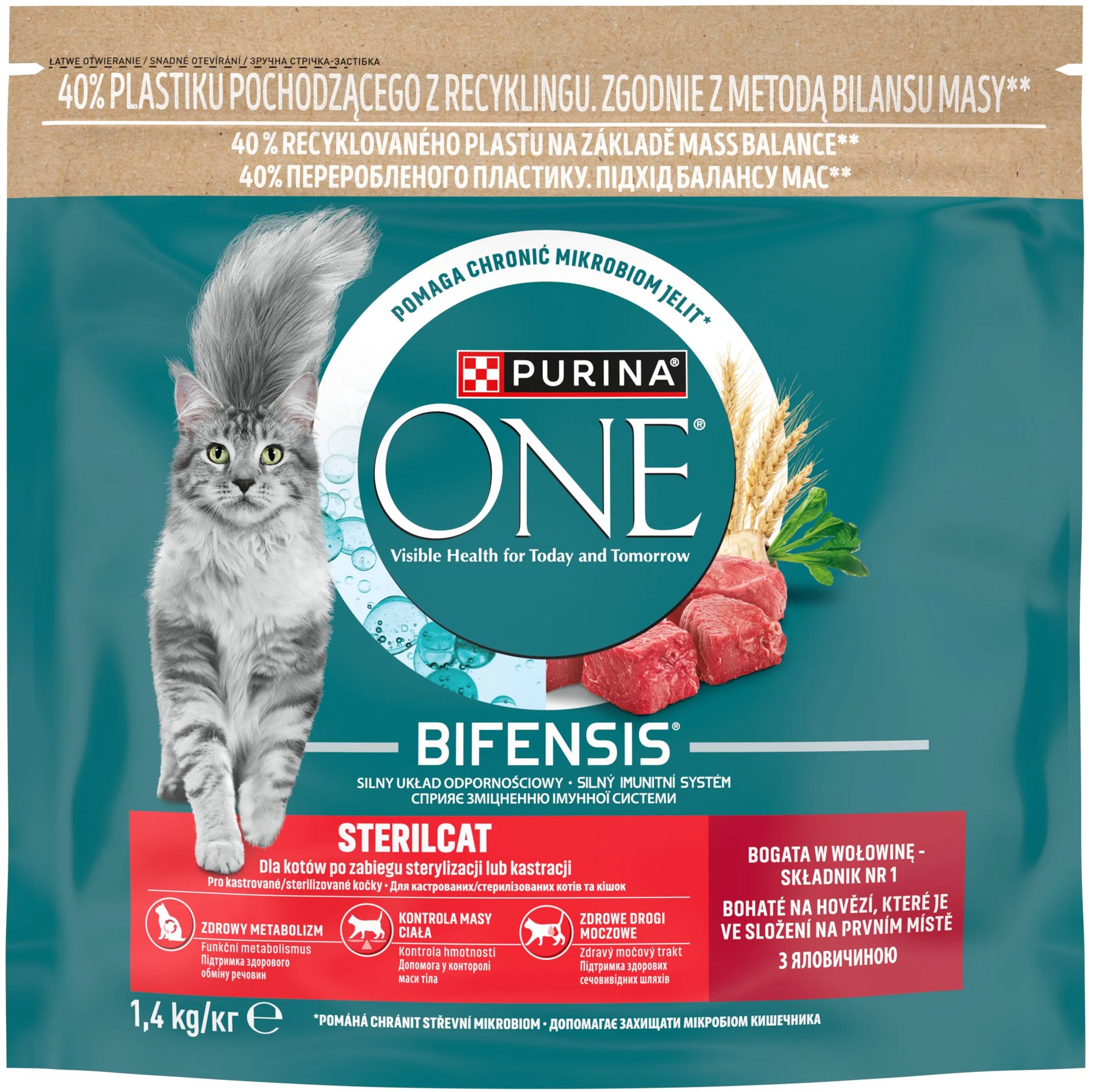 Purina ONE Bifensis Sterilcat granuly pre mačky hovädzie 1,4 kg