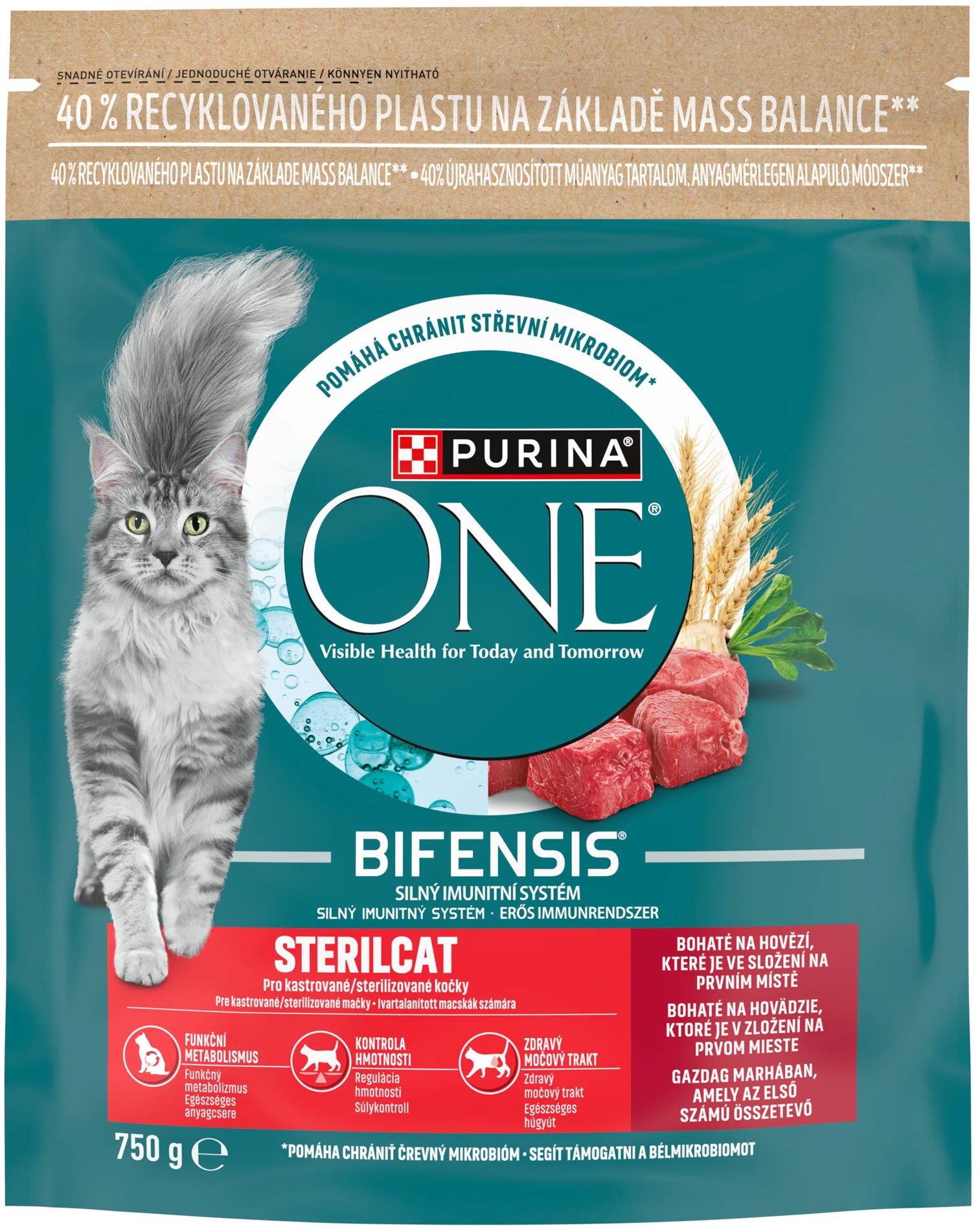 Purina ONE Bifensis Sterilcat granuly pre mačky hovädzie 750 g