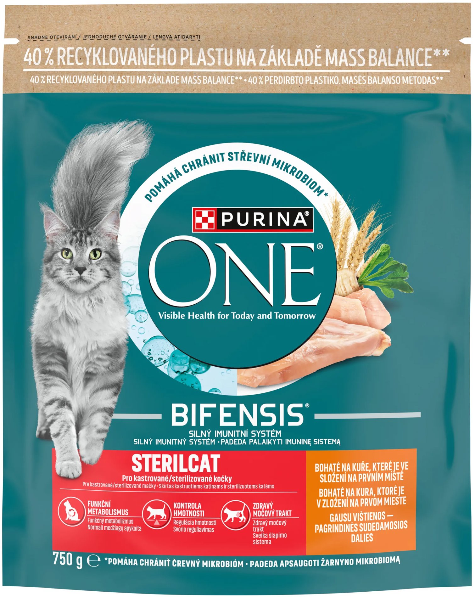 Purina ONE Bifensis Sterilcat granuly pre mačky kura 750 g