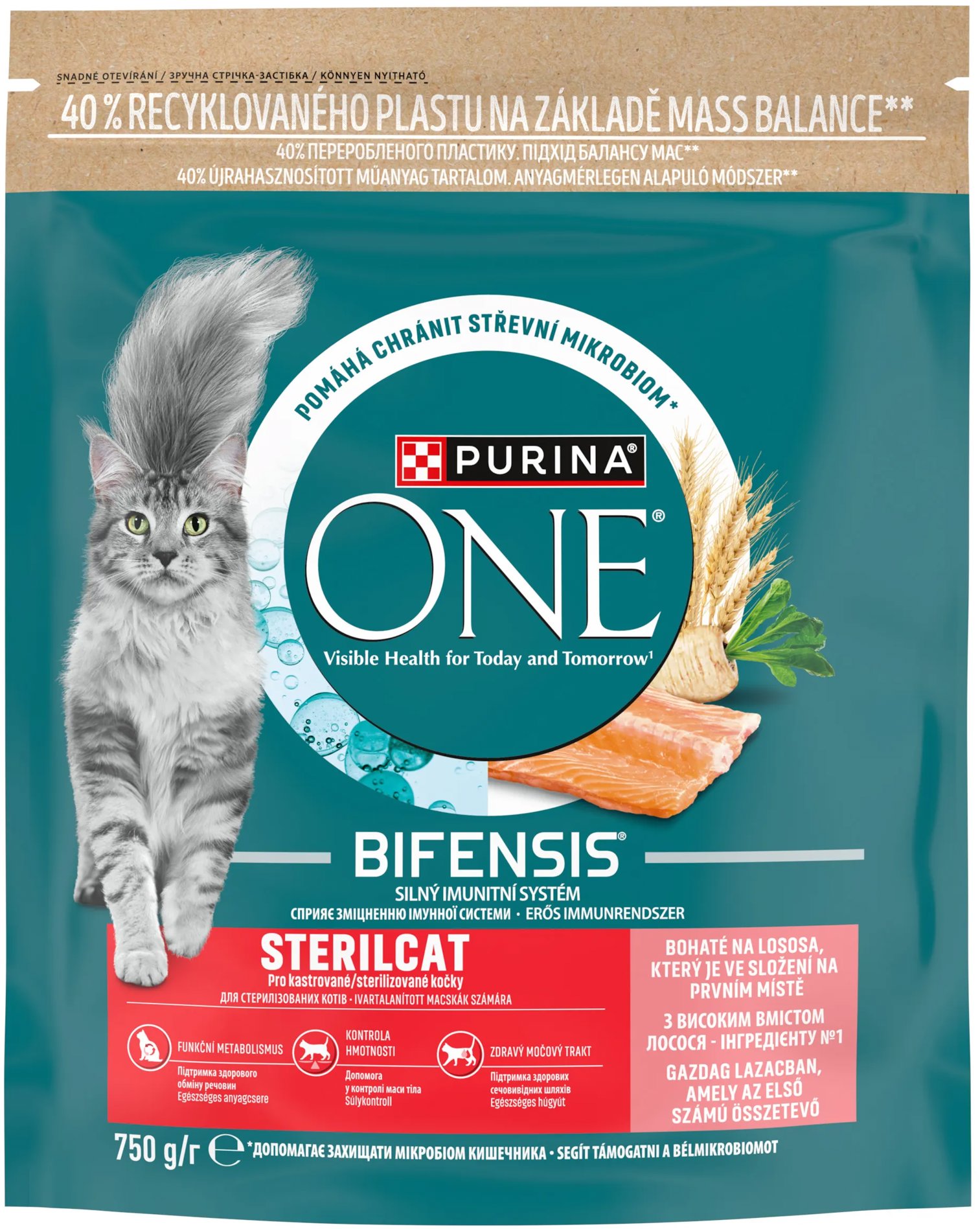 Purina ONE Bifensis Sterilcat granuly pre mačky losos 750 g