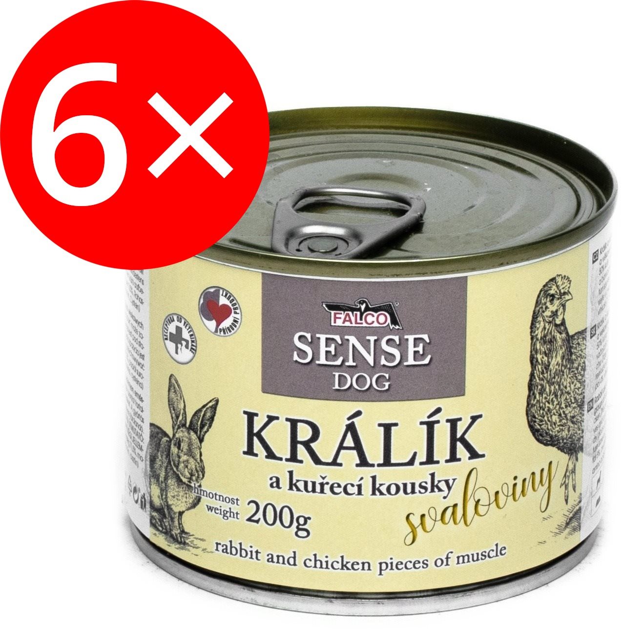 Falco Sense Dog králik a kura 200 g 6 ks