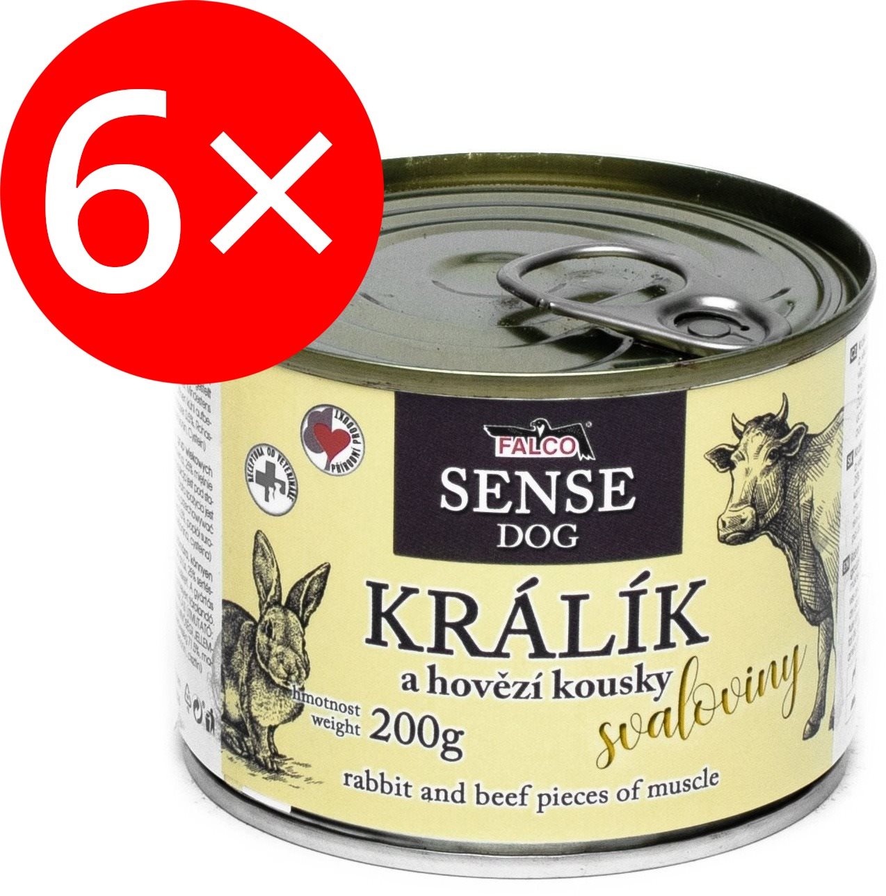 Falco Sense Dog králik a hovädzie 200 g 6 ks
