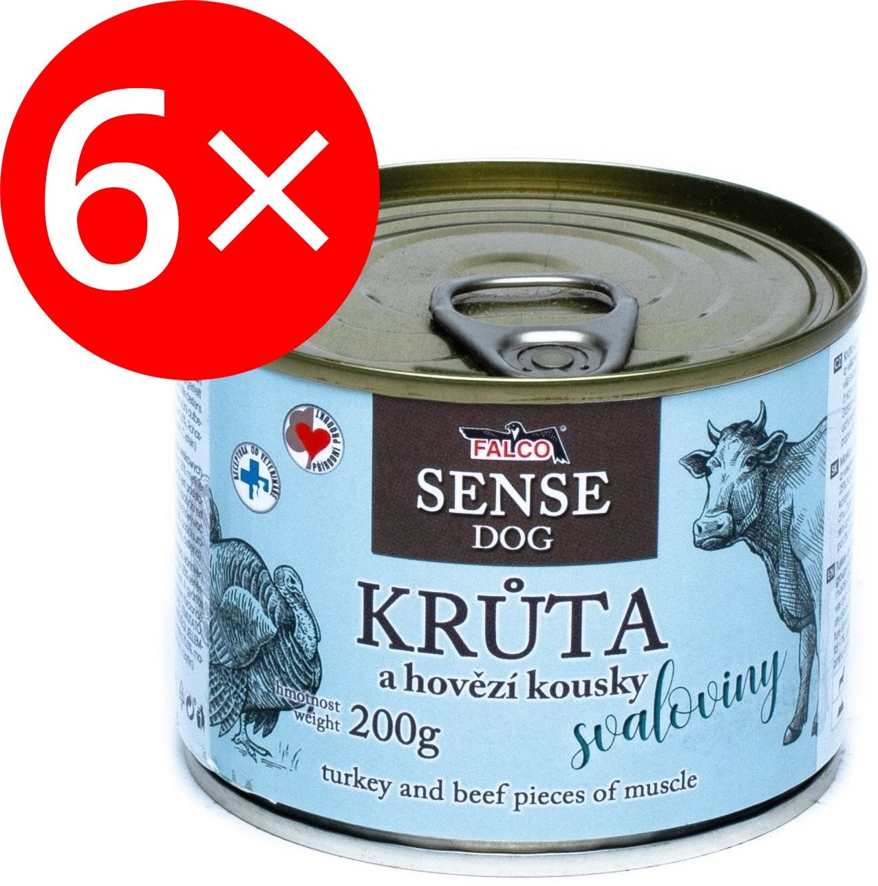 Falco Sense Dog morka a hovädzie 200 g 6 ks