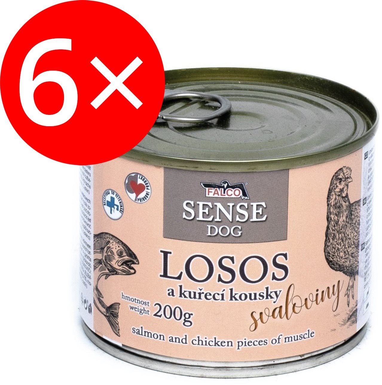 Falco Sense Dog losos a kura 200 g 6 ks