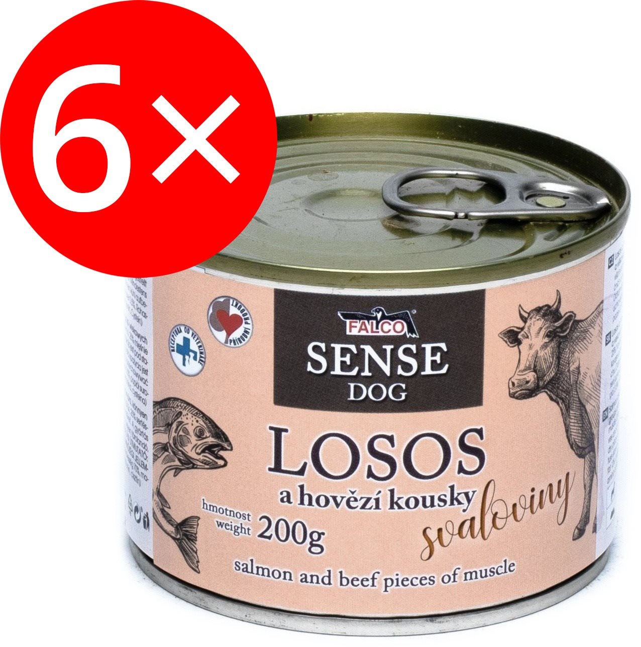 Falco Sense Dog losos a hovädzie 200 g 6 ks