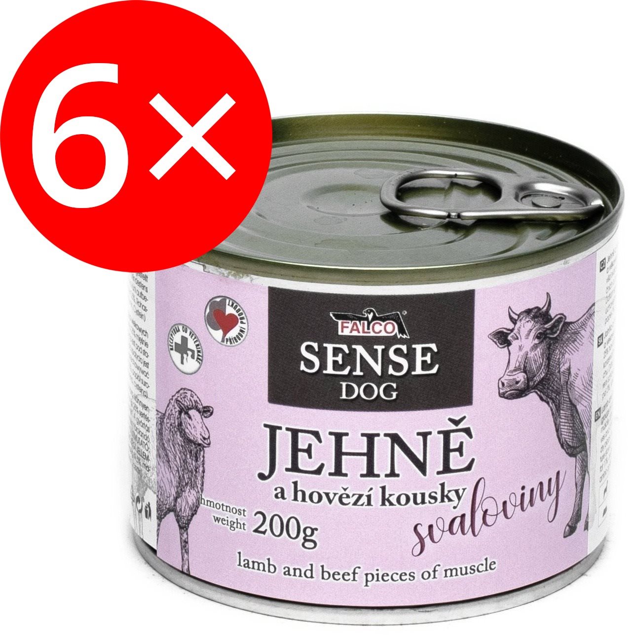 Falco Sense Dog jahňacie a hovädzie 200 g 6 ks
