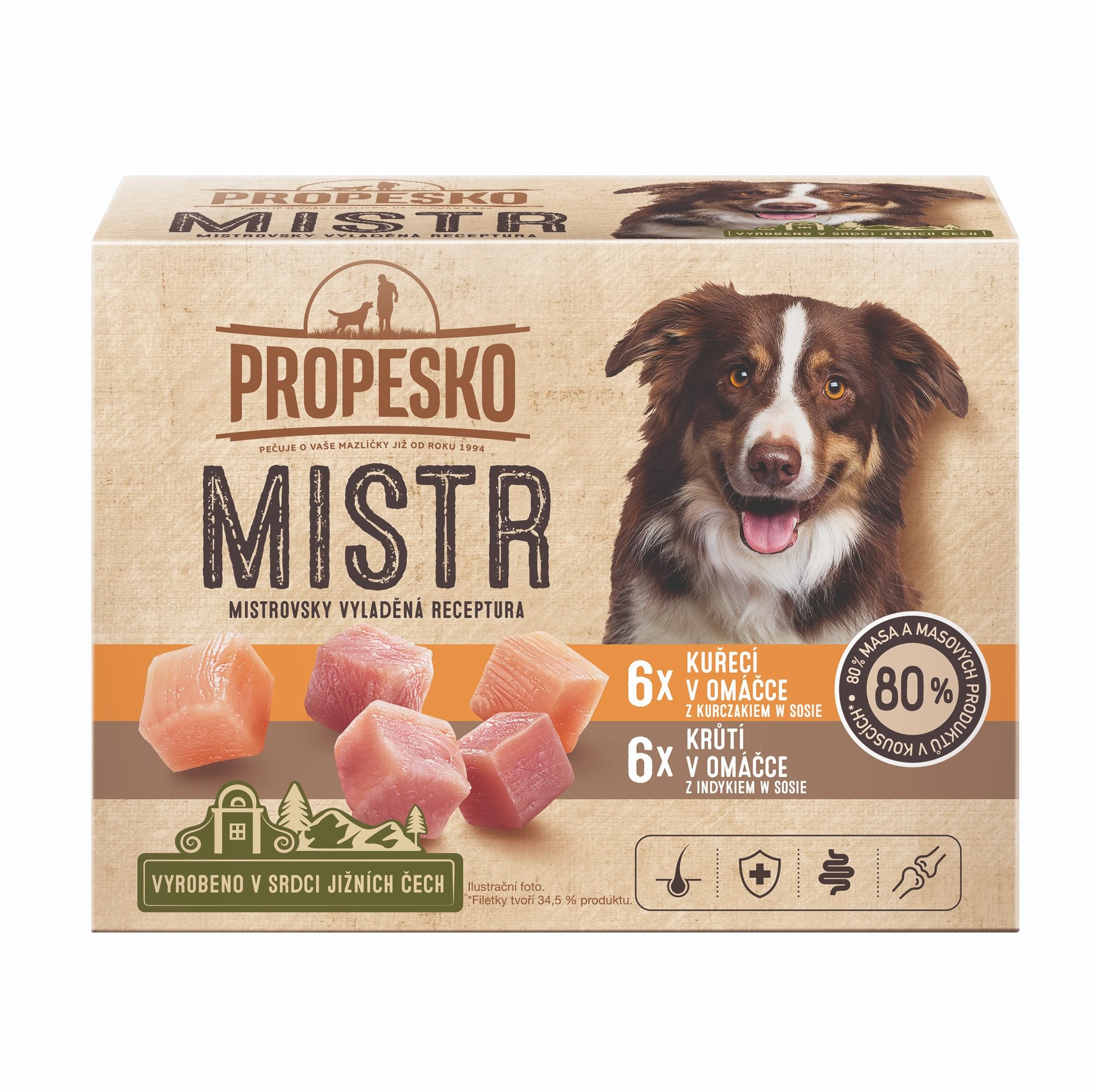 Propesko Mistr filetky s kuracím a morčacím v omáčke 12 × 85 g