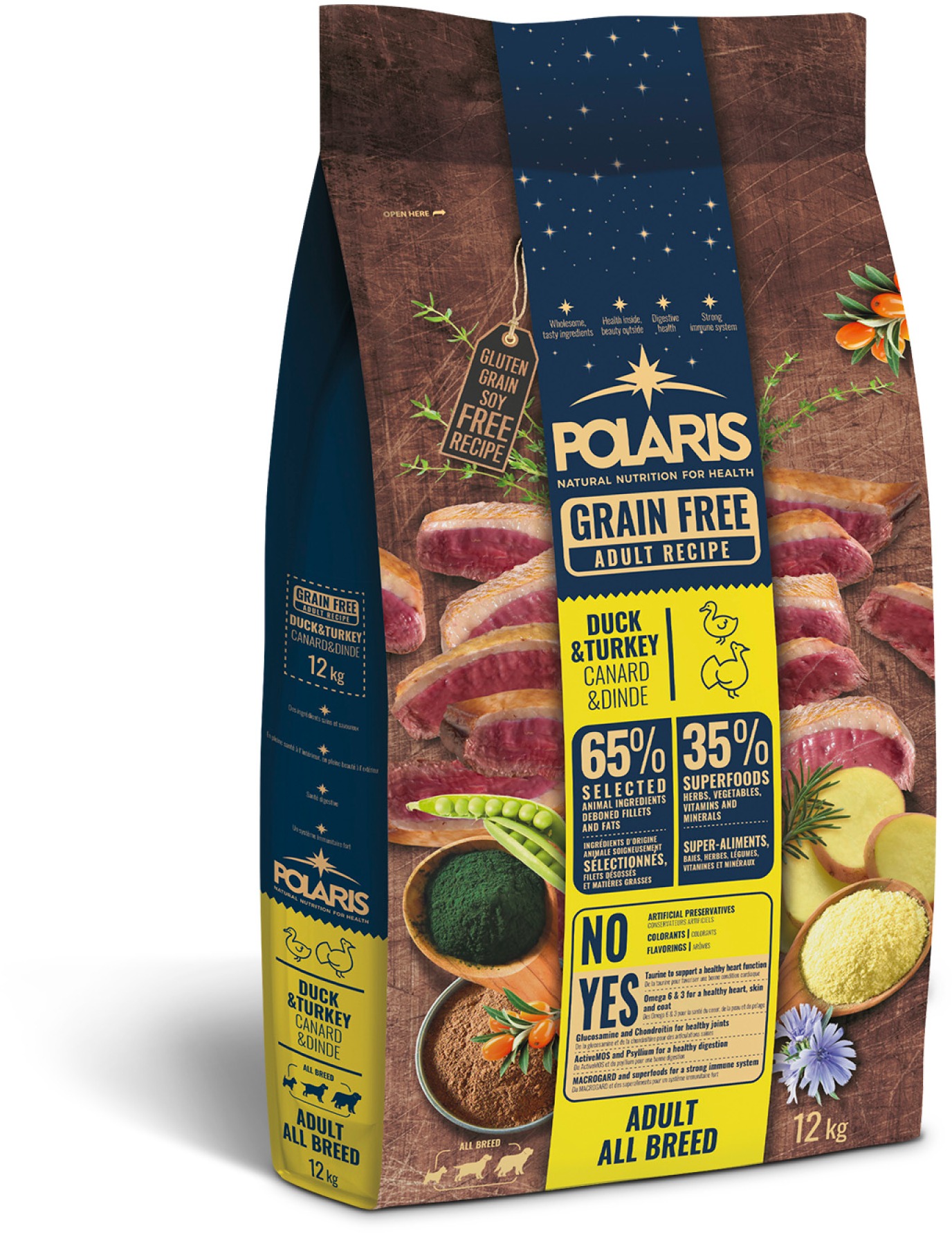 Polaris bezobilné granule s čerstvým mäsom Adult s kačacím a morčacím 12 kg