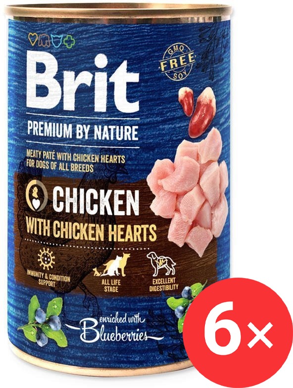 Brit Premium by Nature Chicken with Hearts 6× 400 g