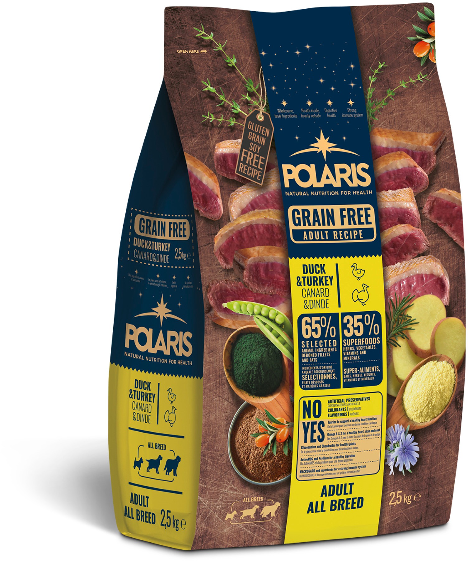 Polaris bezobilné granuly s čerstvým mäsom Adult kačica, morka 2,5 kg