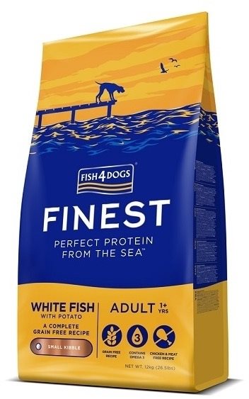 FISH4DOGS Granule malé pre dospelých psov Finest biela ryba so zemiakmi 12 kg, 1+