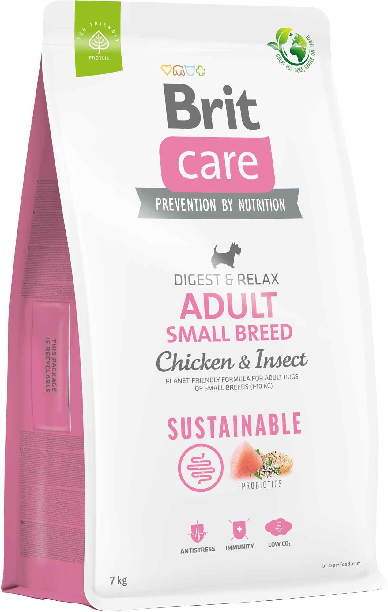 Brit Care Dog Sustainable s kuracím a hmyzom Adult Small Breed 7 kg