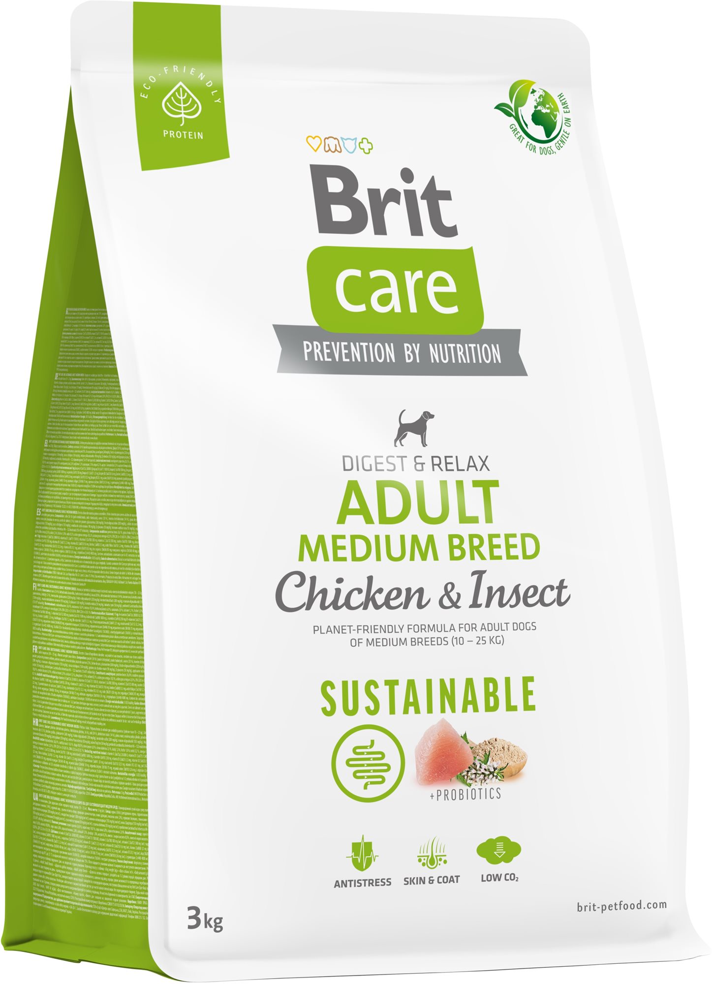 Brit Care Dog Sustainable s kuracím a hmyzom Adult Medium Breed 3 kg
