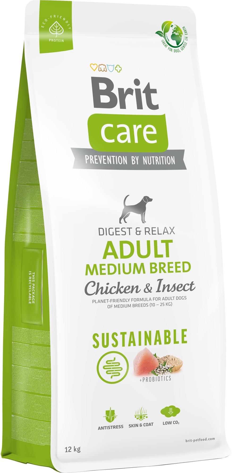 Brit Care Dog Sustainable s kuracím a hmyzom Adult Medium Breed 12 kg