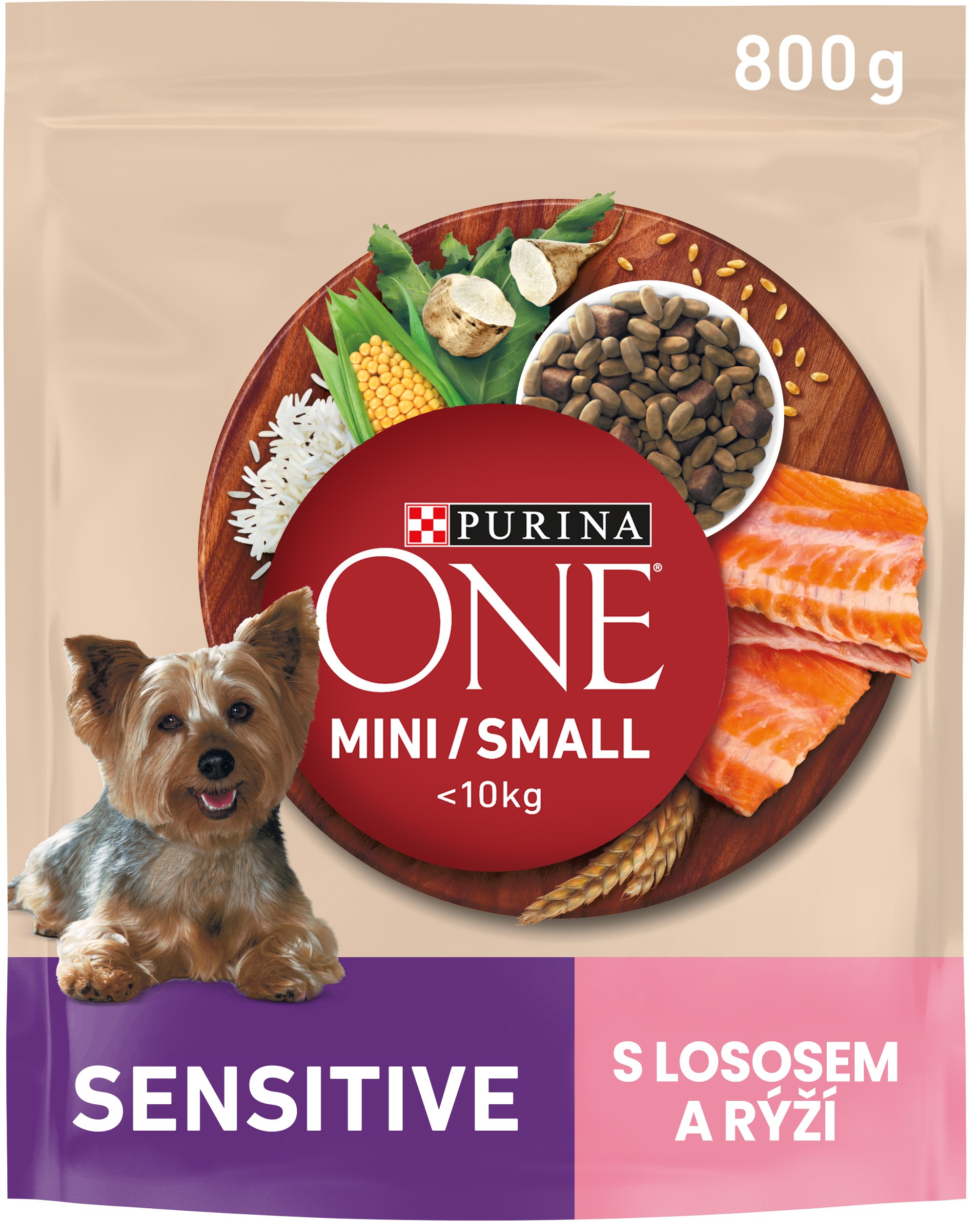 Purina ONE Mini Sensitive granuly pre psov losos 800 g