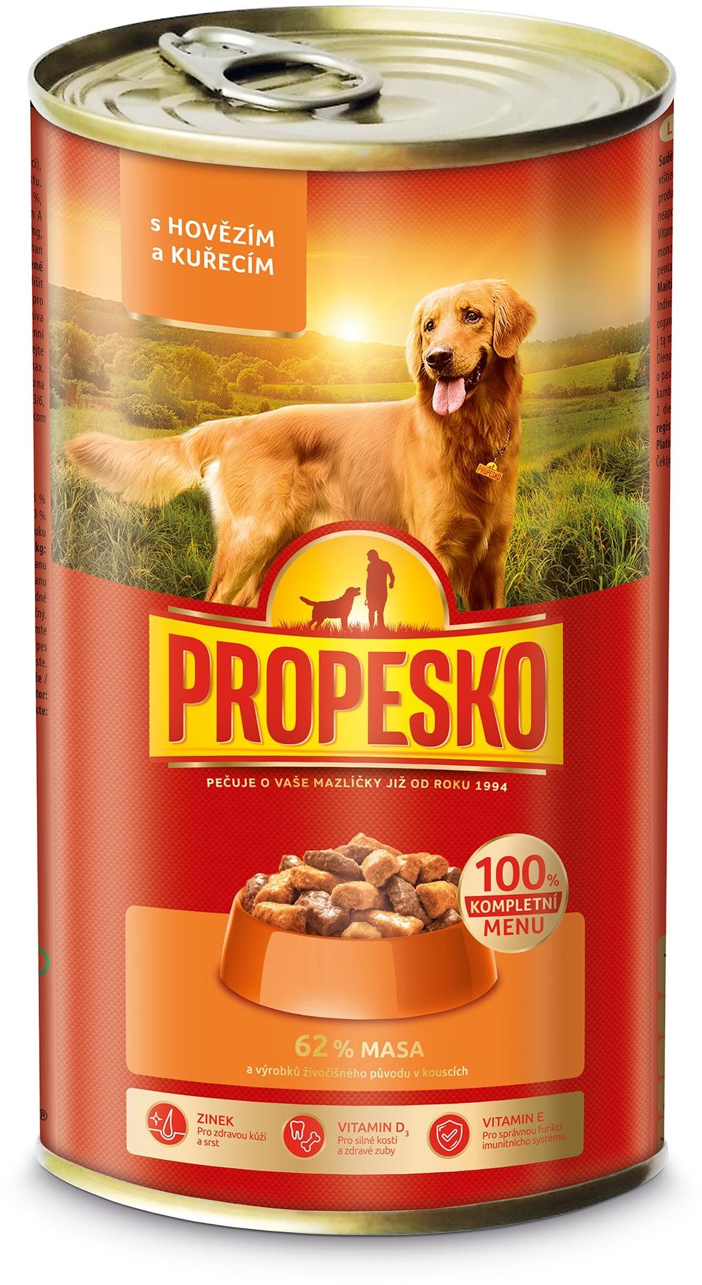 Propesko kúsky pes hovädzie, kuracie v omáčke 1 240 g