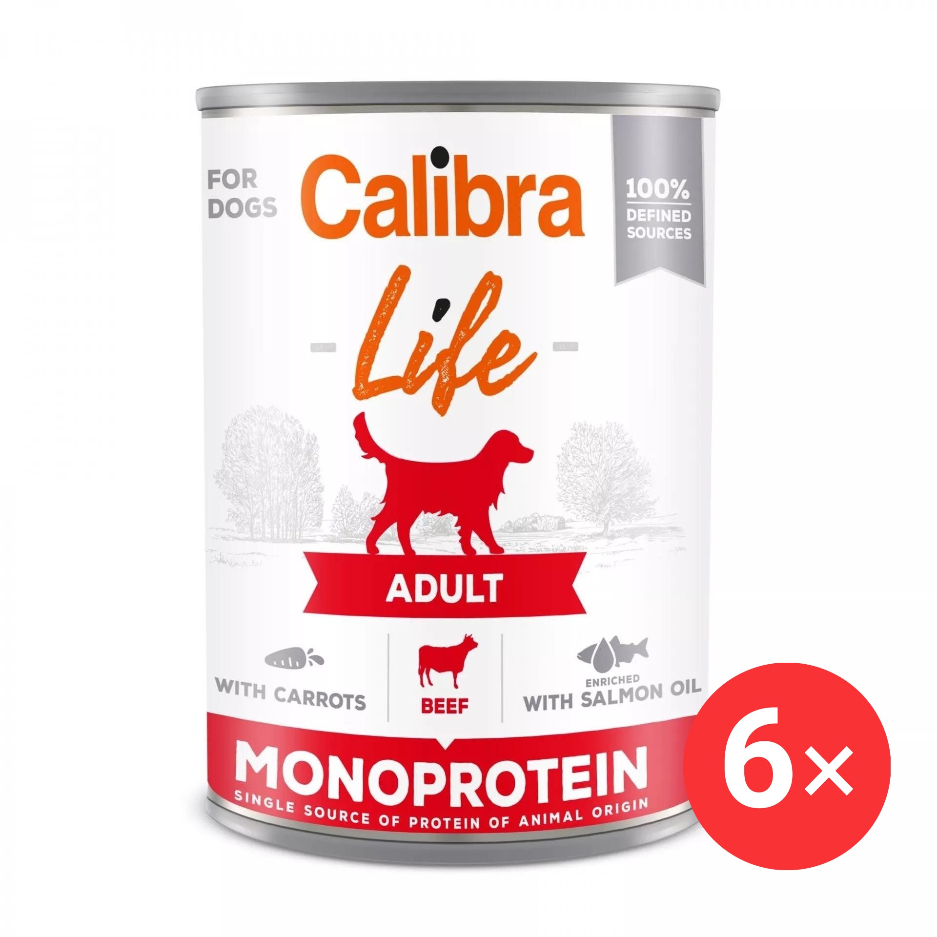Calibra Dog Life konzerva pre dospelých psov s hovädzím a mrkvou 6× 400 g