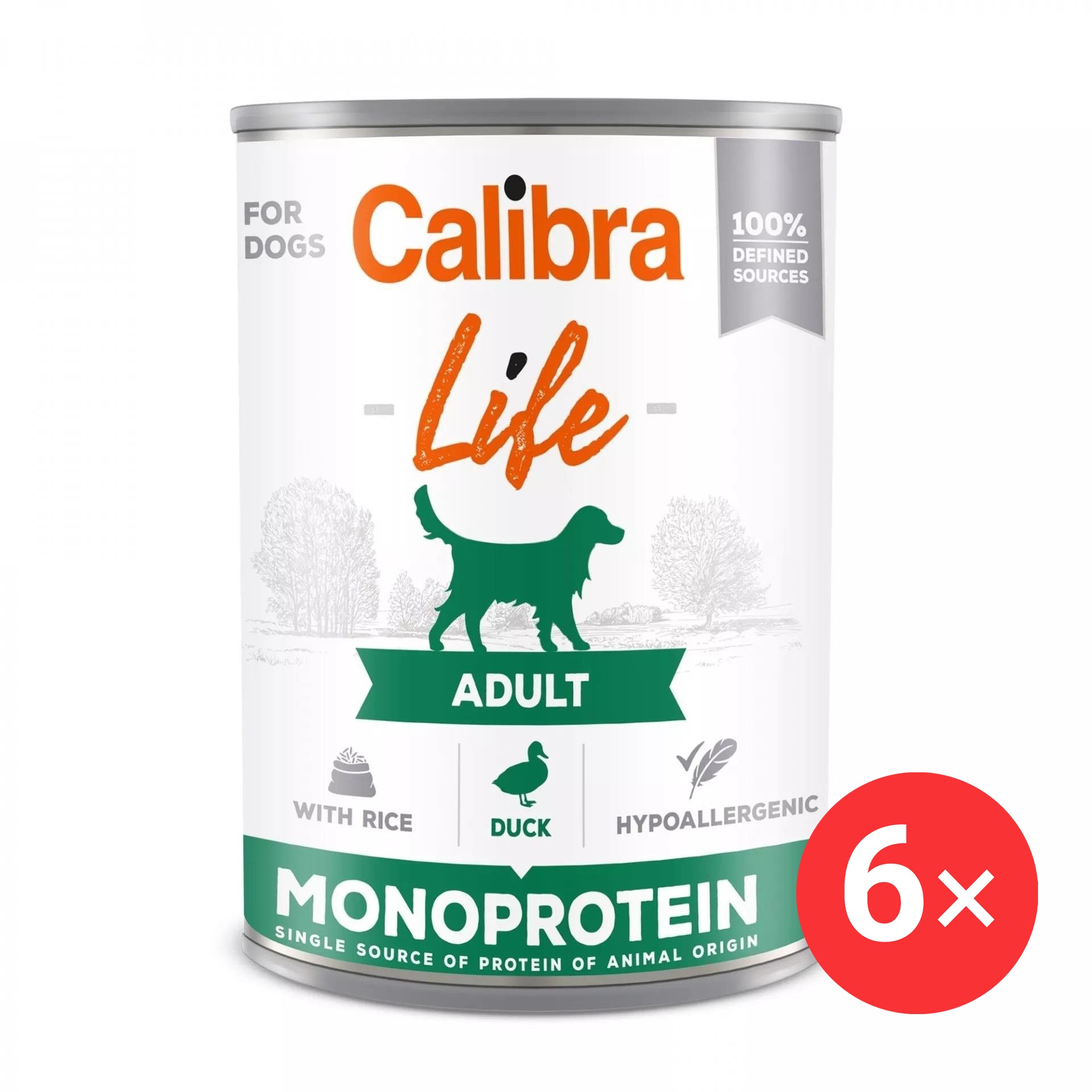 Calibra Dog Life konzerva pre dospelých psov s kačacinou a ryžou 6× 400 g