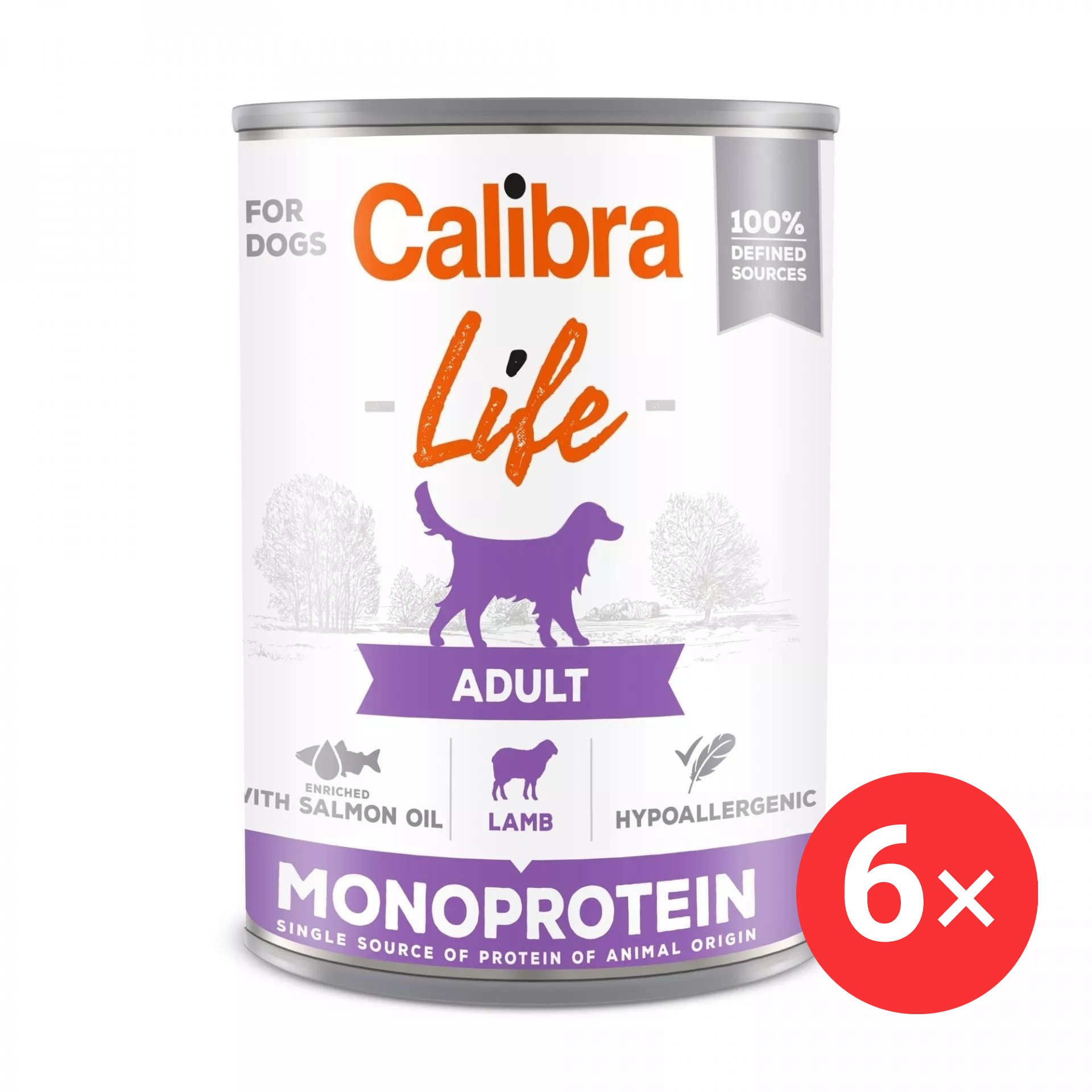 Calibra Dog Life konzerva pre dospelých psov s jahňacím 6× 400 g